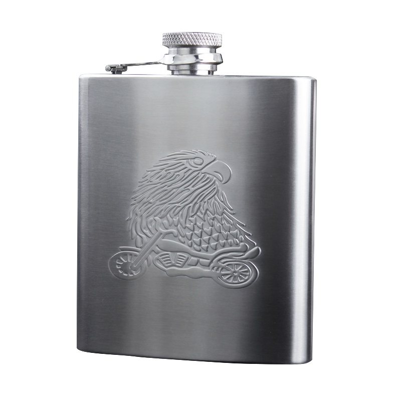 鸣順(Mingshun)3304不锈钢小酒壶6盎司 随身便携白酒小酒瓶具 礼品定制