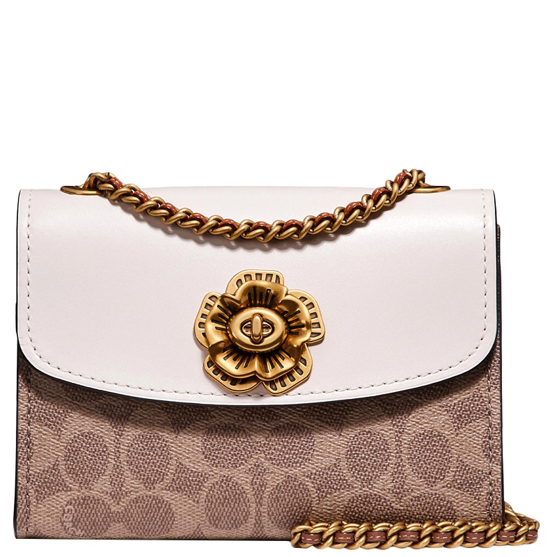 [直营]蔻驰(COACH) Parker 18复古涂层帆布包盖式单肩包斜挎包链条包 女包 软