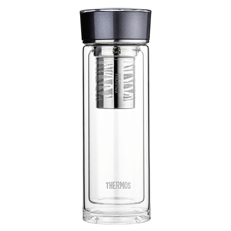 膳魔师(Thermos)玻璃杯TCGB-400 S双层玻璃带茶隔400ml 通用