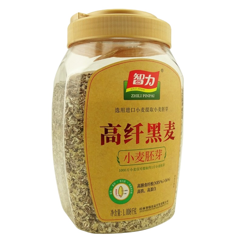 智力 高纤黑麦小麦胚芽燕麦片1008g 罐装 早餐谷物 胚芽片即食冲饮麦片代餐粉