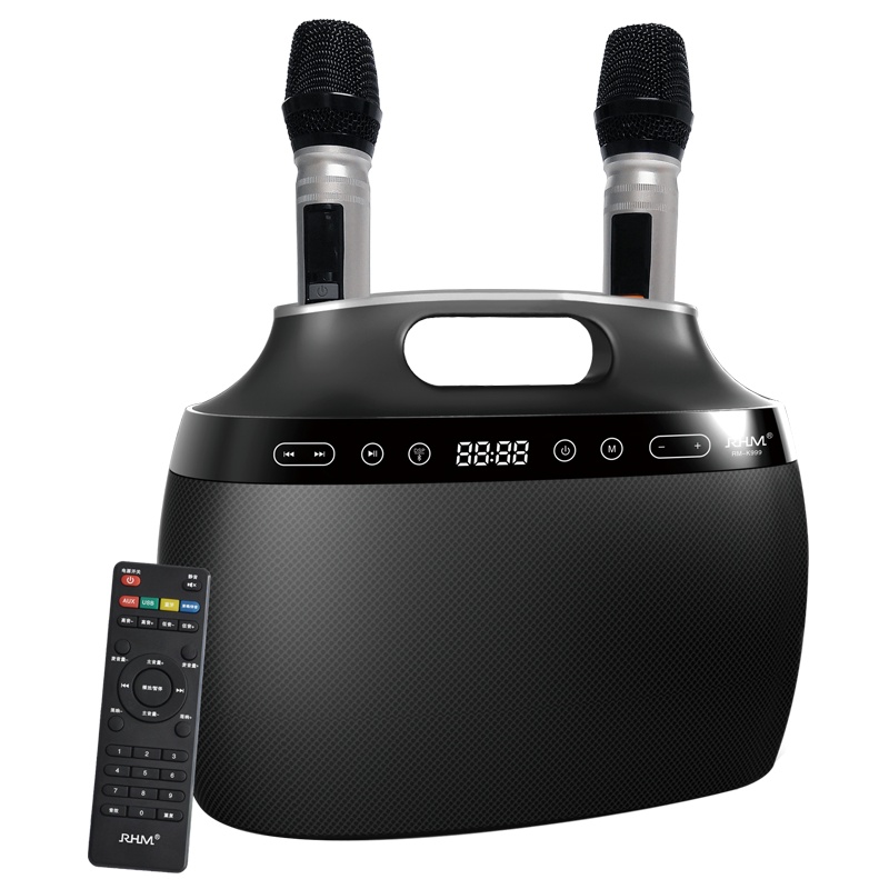 [春节可发货]RHM皇马K999便携式户外K歌家庭KTV广场舞音箱无线u段话筒麦克风手机唱歌手提蓝牙音响低音炮