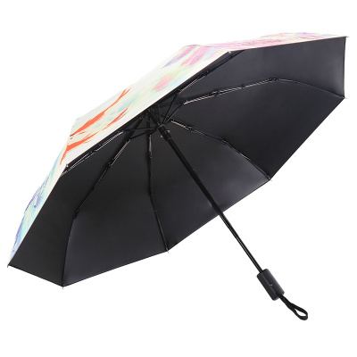 天堂伞安全自开收全遮光黑胶转印三折晴雨伞 30491ELCJ1283