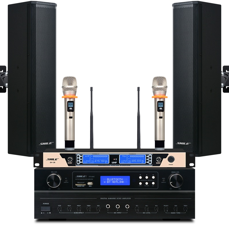 专业背景音乐会议多功能厅音响套装OK-555C+BX-406音箱2只 OK555C功放黑+BX406音箱黑1对+SH28