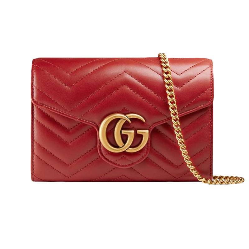 QHSS19 GUCCI 古驰 女士红色皮革单肩包斜挎包 474575-DTD1T-6433