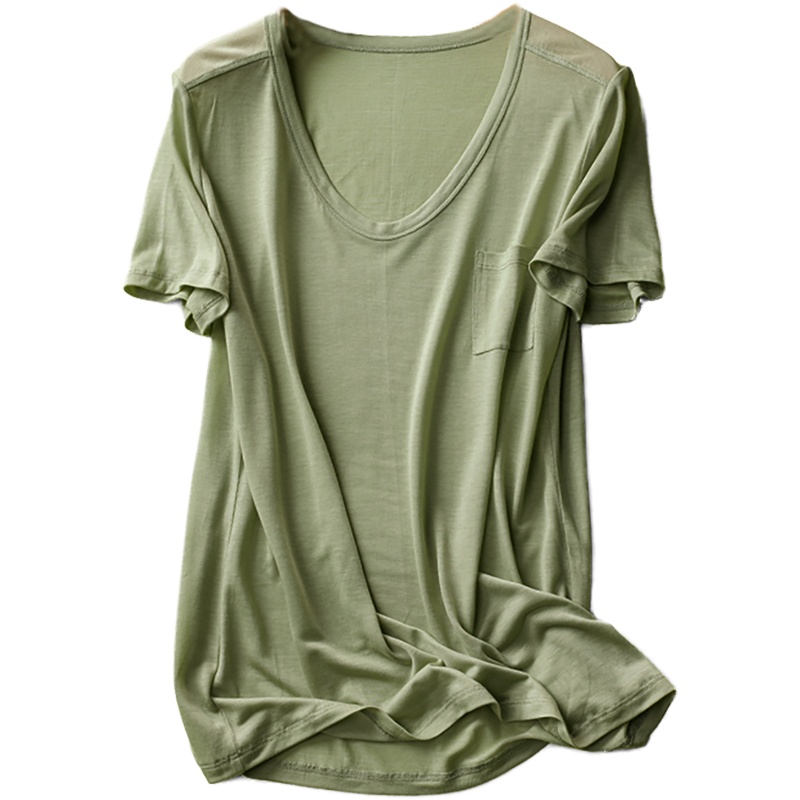 恒源祥口袋T恤女短袖夏季新款纯色休闲上衣简约欧美风宽松套头衫