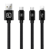 图拉斯原装正品快充一拖三苹果数据线三合一充电线多功能 苹果type-c安卓多用