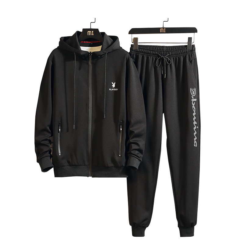 花花公子(PLAYBOY ICON)卫衣男士运动套装春秋连帽衣服帅气外套潮