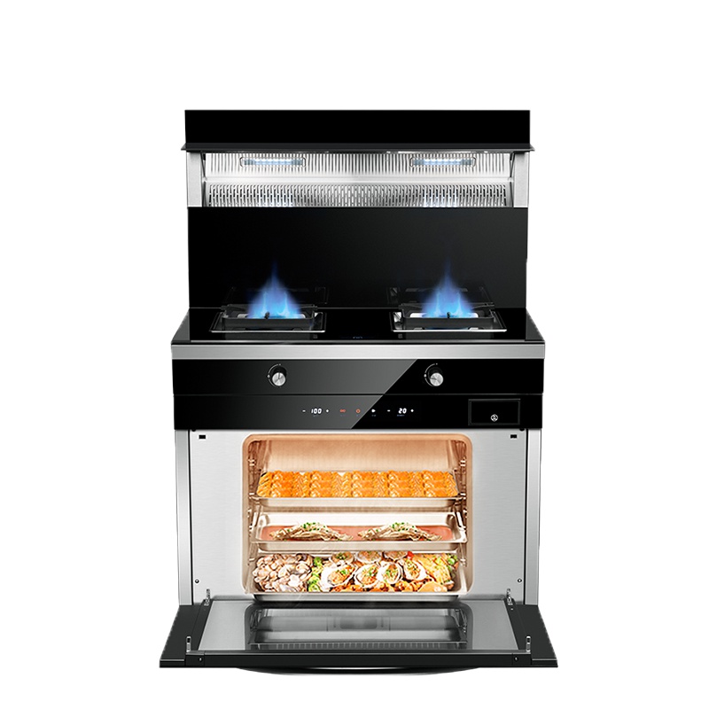 AUX奥克斯 厨房家用油烟机燃气灶电蒸箱套装一体灶 侧吸式下排抽 60L大蒸箱 液化气 JJZY-Z711B