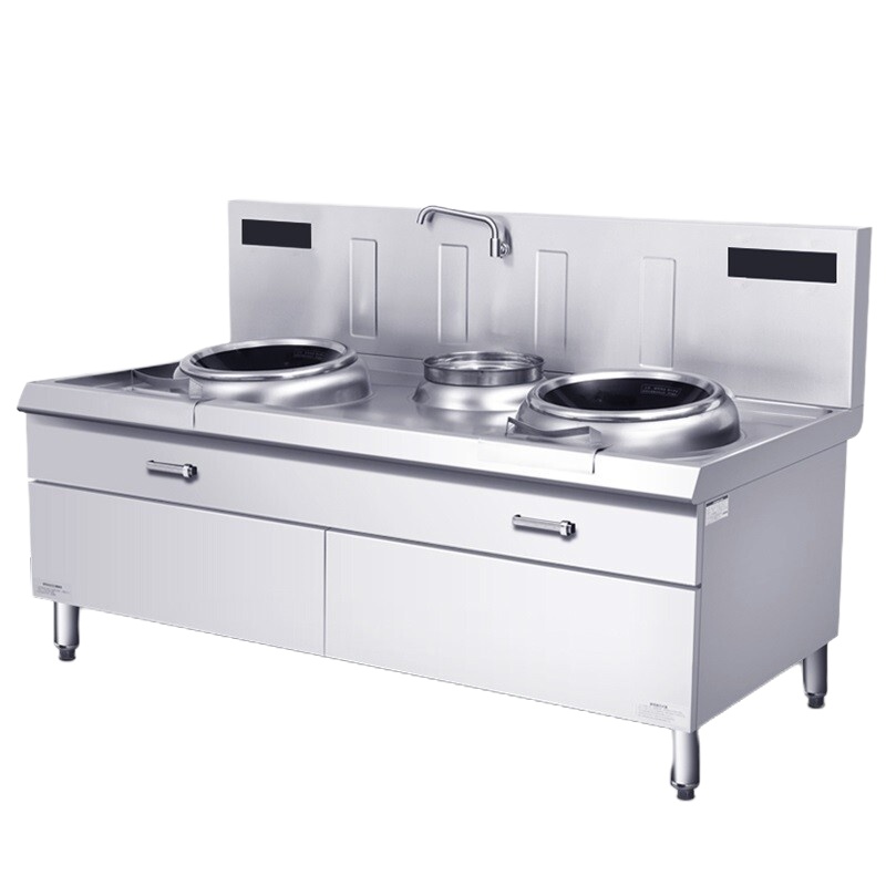 德玛仕(DEMASHI大功率商用电磁炉大锅灶台学校食堂HW-SXC15C-01双头单尾小炒锅15kw*2(201不锈钢)