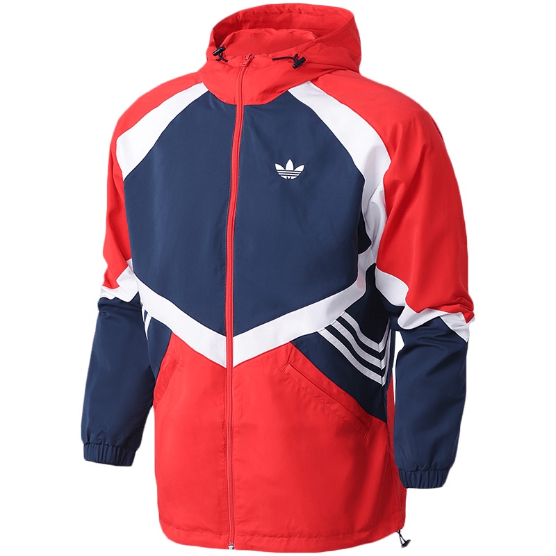 阿迪达斯三叶草男服外套夹克SPRT撞色拼接休闲运动服GJ6735
