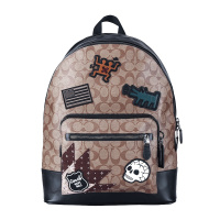 COACH 蔻驰 奢侈品 男士卡其色PVC双肩背包