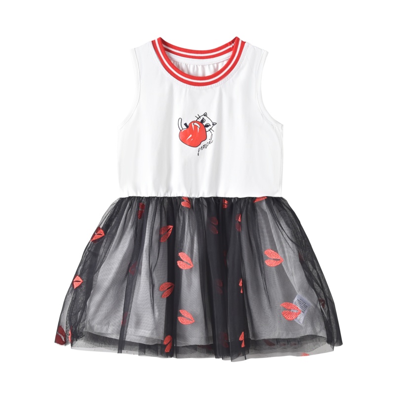 铅笔俱乐部童装2020夏装新款女童连衣裙儿童裙子小童拼接网纱裙潮