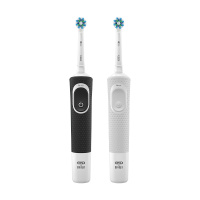 博朗欧乐B(Oralb)电动牙刷 成人2D旋转震动D100 绅士黑+清纯白