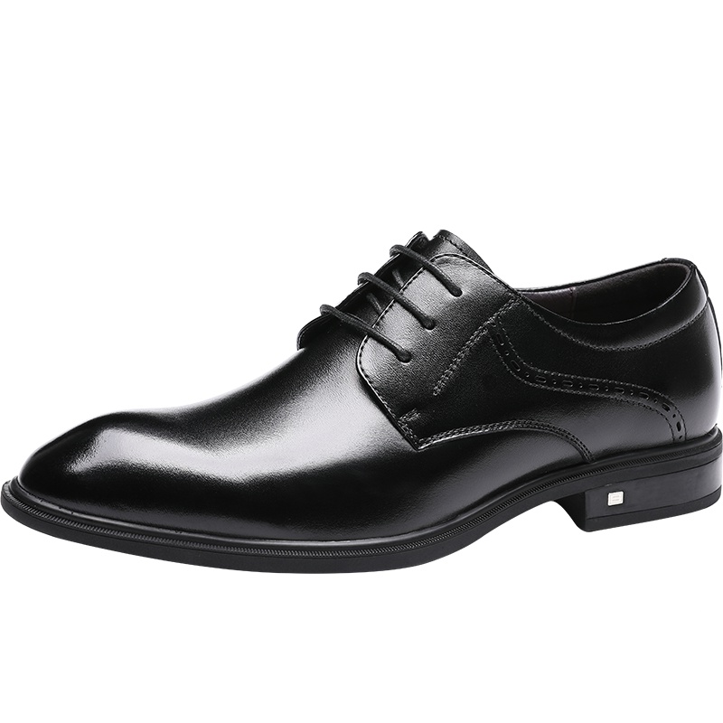 红蜻蜓男鞋秋季新款英伦商务正装皮鞋真皮尖头系带休闲鞋婚鞋