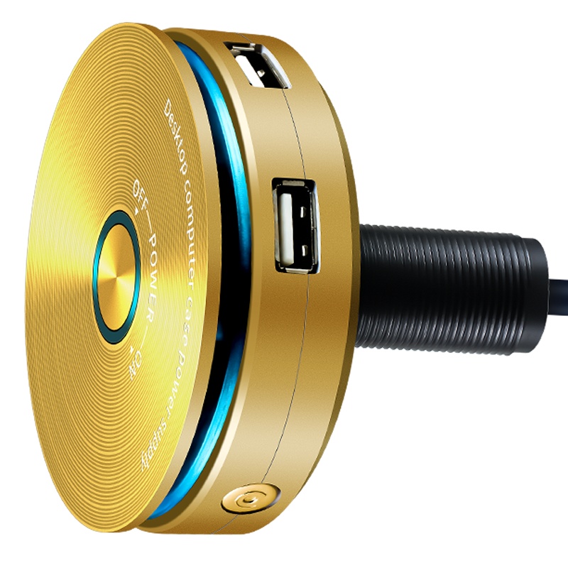 晶华 双USB桌面开关 网吧网咖家用台式电脑主机箱外置移动电源开关开机重启延长线按钮 Z448