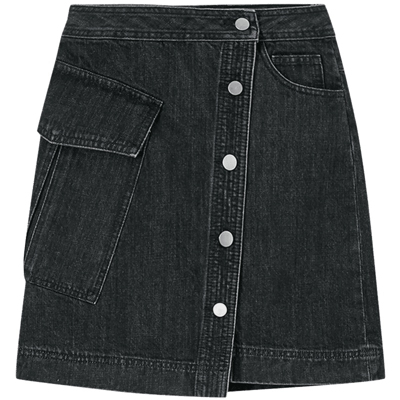 [2件2折价:26]美特斯邦威连衣裙女新款春季工装贴袋装饰牛仔半裙