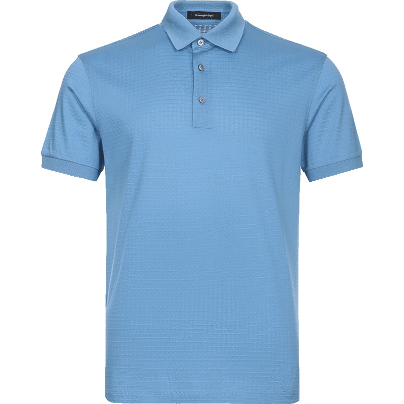 Ermenegildo Zegna 杰尼亚 男士棉质格纹短袖POLO衫 US520 750