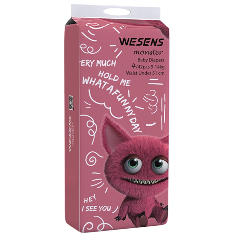 卫神wesens 小怪兽婴儿纸尿裤尿不湿新生儿宝宝尿裤尿片男女通用透气干爽柔软 L 42片