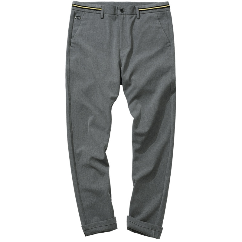 千纸鹤男装修身休闲裤男2019秋季时尚商务男士纯色长裤70213