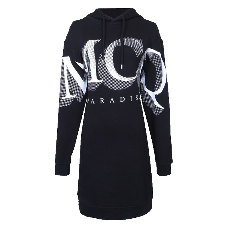 MCQ女士黑色棉质套头连帽卫衣裙514224 RLH43 1000