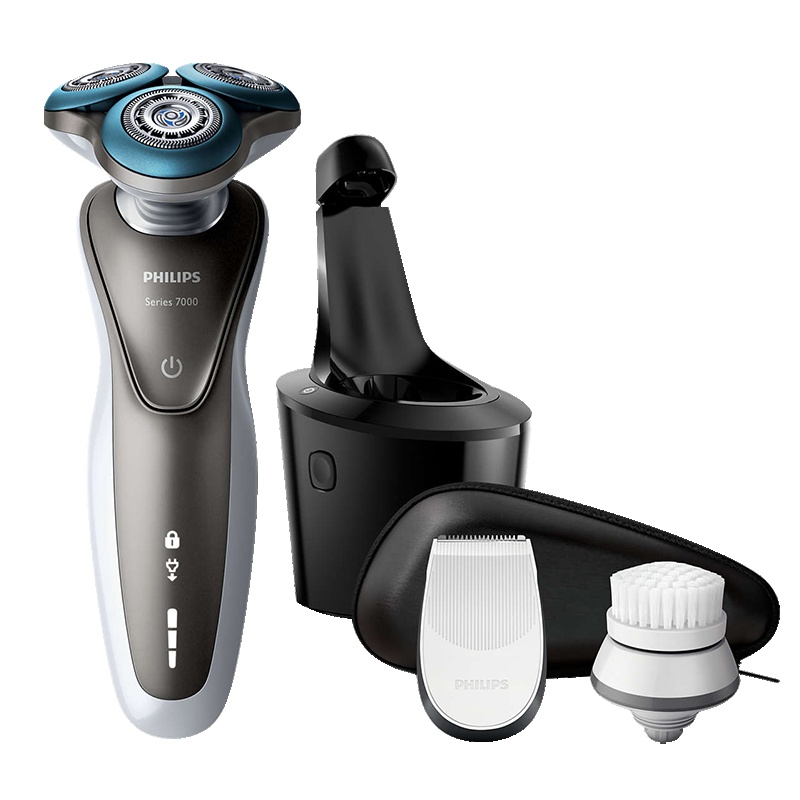飞利浦(Philips)电动剃须刀S7720/35 旋转式三刀头剃胡刀 充电式多功能男士刮胡刀 全身水洗 剃须护肤两不误