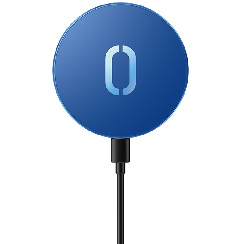 机乐堂JR-A28 15W超薄磁吸无线快充magsafe20W适配器组合蓝色iPhone12系列带壳适用智能防护