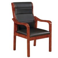 卡里鳄主持台带扶手皮椅中式耳朵椅子KLE—Y04中式木扶手耳朵椅子