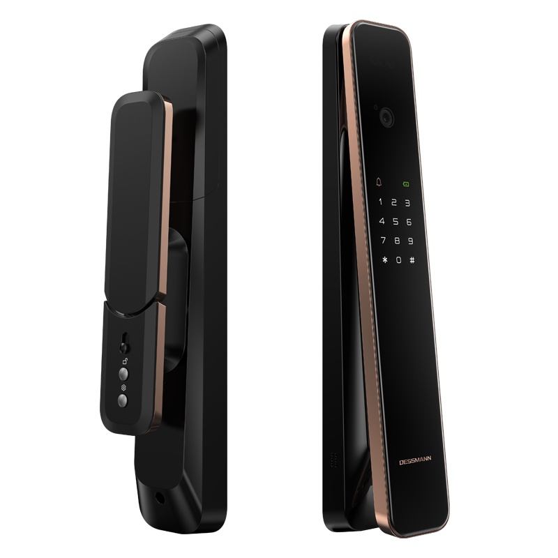 德施曼密码锁指纹锁3D人脸识别智能锁家用电子门锁防盗带摄像头锁R8星夜金