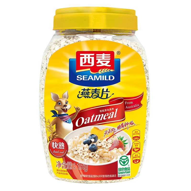 西麦 快熟纯燕麦片1000g/桶 不添加蔗糖 营养谷物早餐