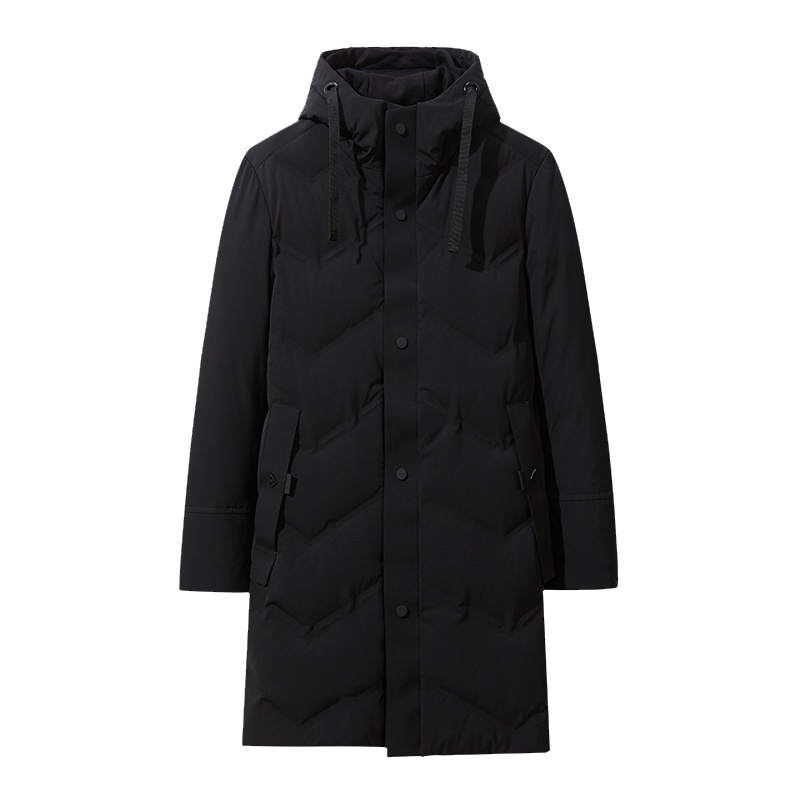 阿仕顿男装羽绒服中长款青年休闲白鸭绒保暖连帽羽绒服男士外套