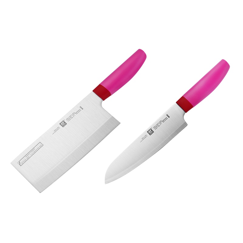 双立人(ZWILLING)NowS火龙果色中片刀多用刀2件套装家用厨房不锈钢切菜刀组合