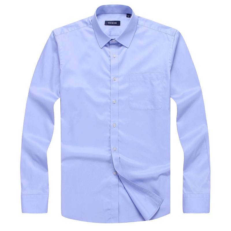 Youngor/雅戈尔秋季新品男士商务正装蓝色DP免烫长袖衬衫390IJA