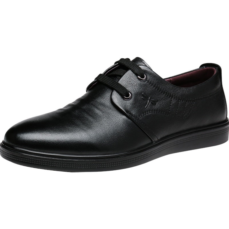 红蜻蜓男鞋秋季新款系带真皮商务休闲皮鞋韩版懒人驾车鞋