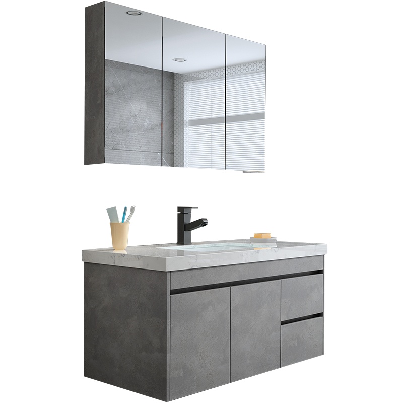 克丽▪菲儿智能北欧浴室柜组合大理石台下盆卫生间洗漱台洗脸盆洗手盆柜吊柜挂墙式