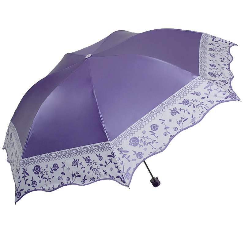 天堂伞 春华稠彩胶三折铅笔晴雨伞太阳伞 30066ELCJ 浅紫