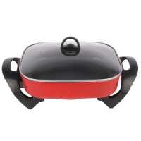 韩式多功能电热火锅四方锅6L大容量红双喜无烟不粘炒锅