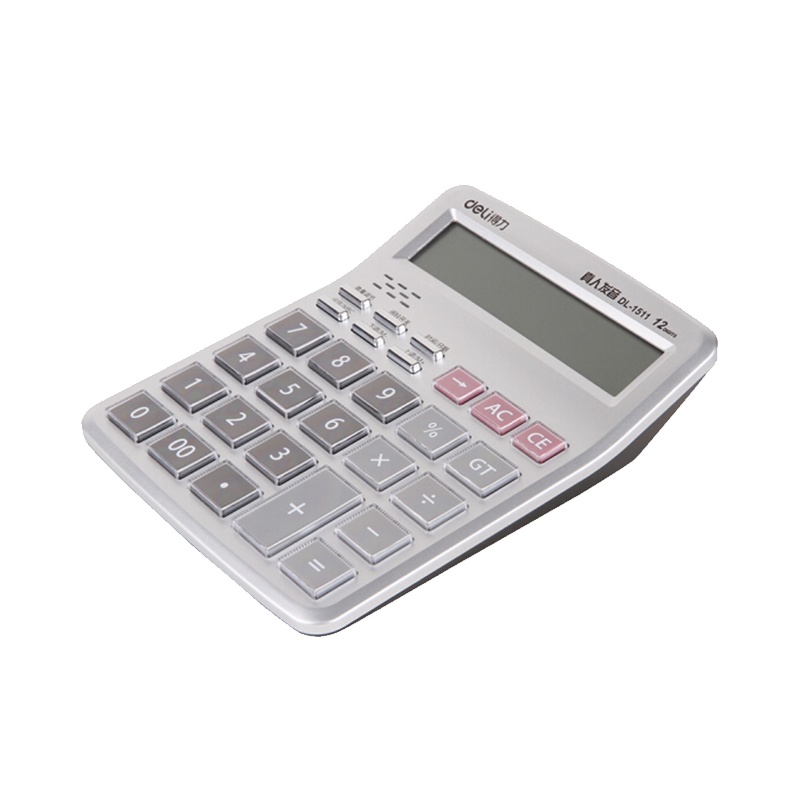 得力 1511 计算器 大屏幕多功能语音计算机 大按键12位真人语音 学生会计财务办公用品 银白色 加大屏语音计算器