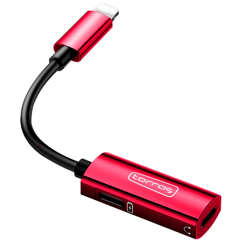 图拉斯 悦听系列音频转接头(Lightning) 苹果手机通用 无杂音 耐用不断 充电传输快速 红色