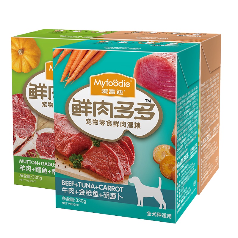 麦富迪宠物零食鲜肉犬湿粮犬湿粮鲜肉多多混合装330g*12成犬幼犬通用粮