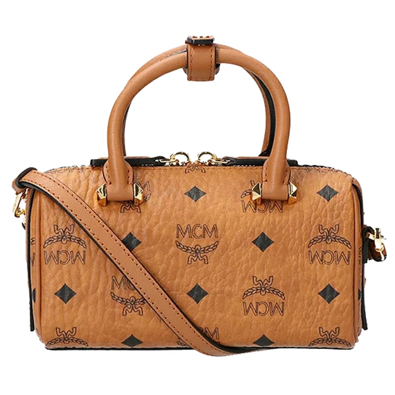 20新款 MCM 女士经典印花时尚百搭Essential Visetos系列经典印花干邑色波士顿包