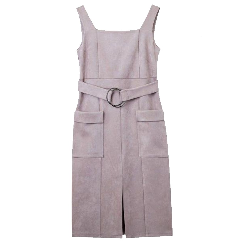 拉夏贝尔吊带裙春季时尚气质百搭收腰高腰连衣裙打底无袖中长裙女30083227