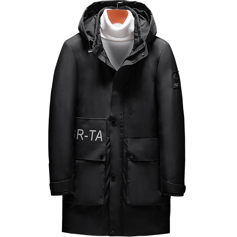 雅鹿男装冬季简约中长款商务连帽男士羽绒服男款防寒服外套1061YAR9133