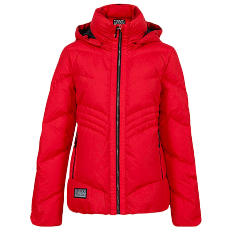 李宁女子短款防风保暖连帽鸭绒羽绒服