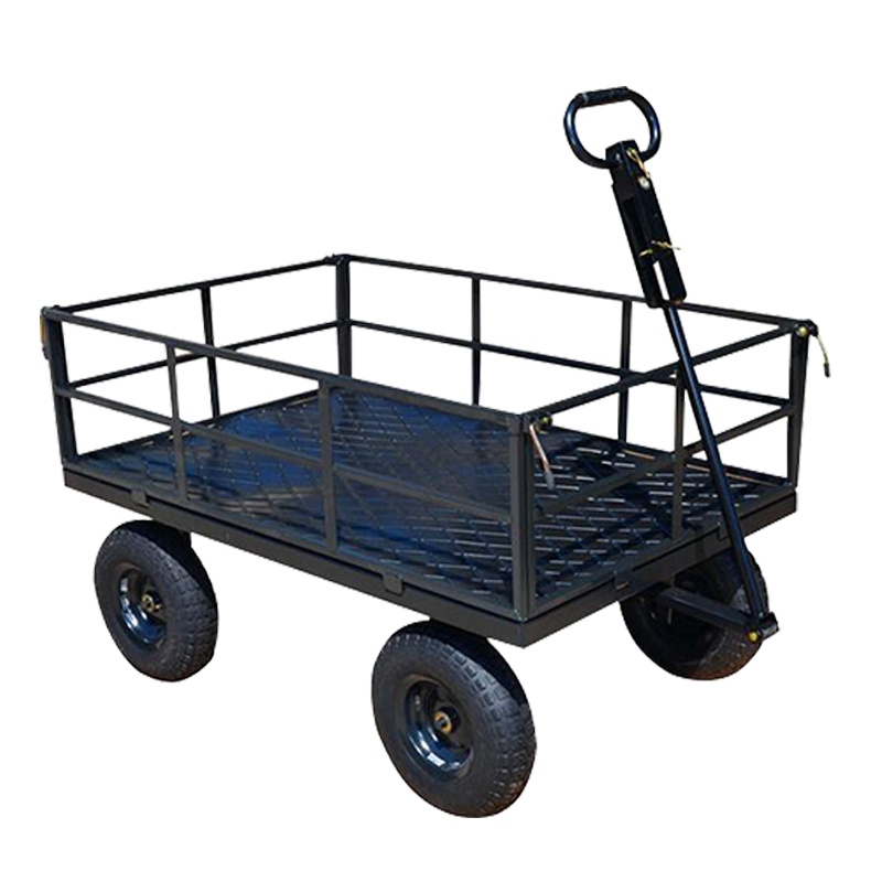 海斯迪克 gnjz-184 四轮手推网车 平板车折叠拖车 搬运拉货静音推车板车老虎车 B款超大黑色方管网车