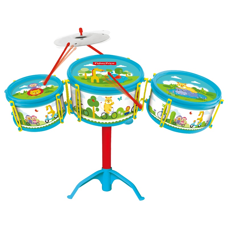 费雪新品爵士鼓架子鼓儿童鼓乐器敲打男孩女孩玩具初学者宝宝电子鼓音乐乐器启蒙早教益智玩具蓝色GMFP024