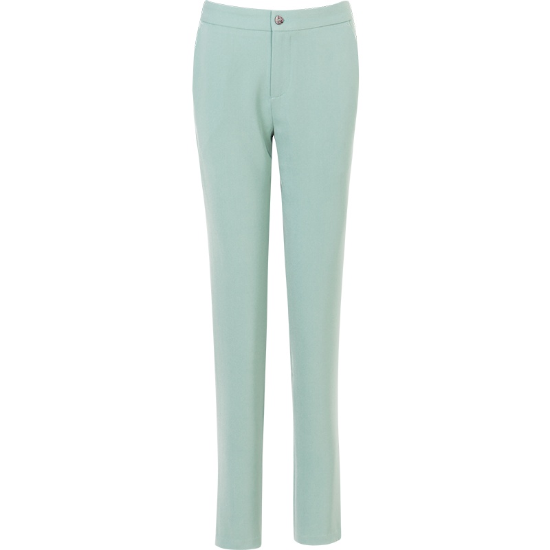 晚白2021秋季新品修身显瘦纯色高腰基础常规西裤长裤休闲裤女