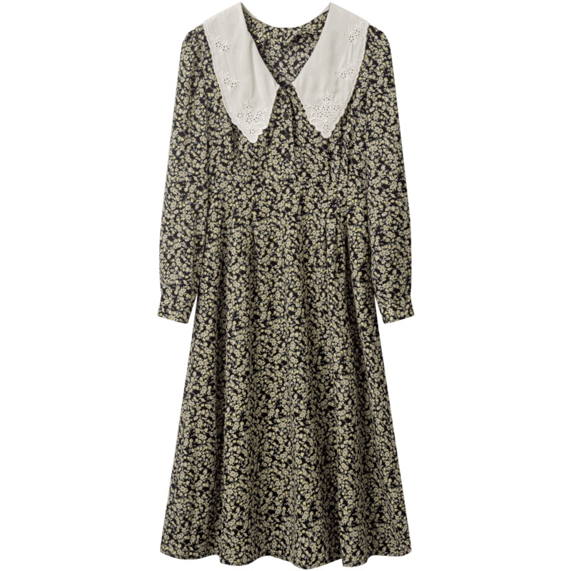 OtherMix罗马假日碎花裙2021年新款春季法式复古小众长袖连衣裙子