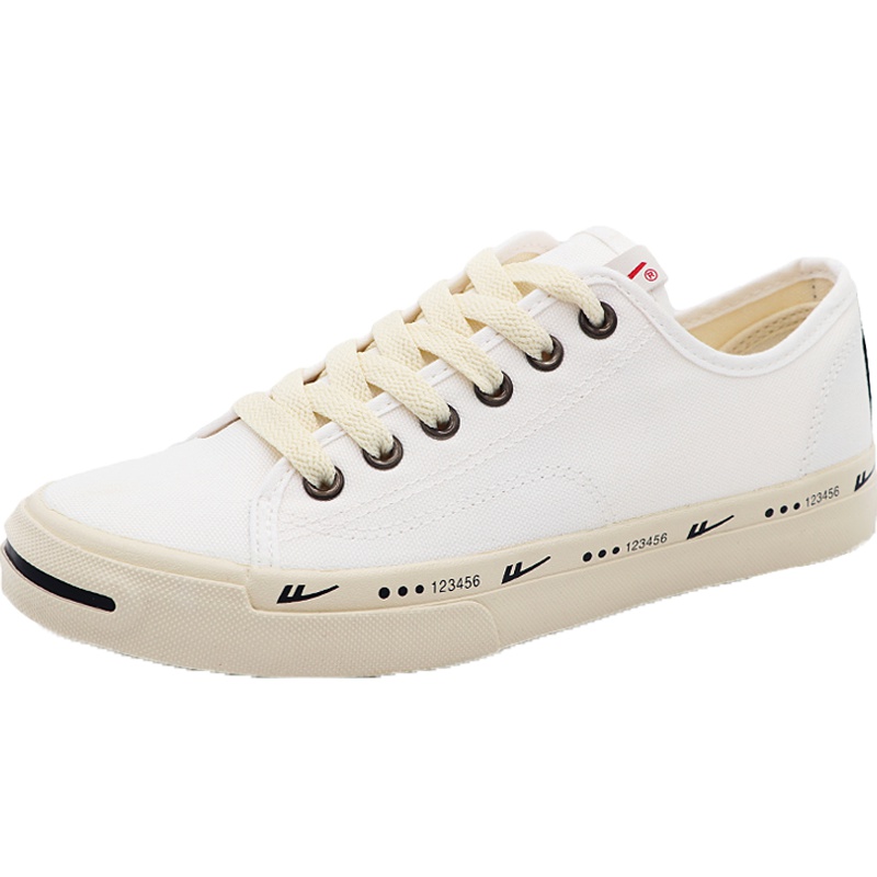 回力男开口笑低帮帆布鞋女春秋潮鞋复古百搭小白鞋秋鞋休闲鞋 WXY-A640T