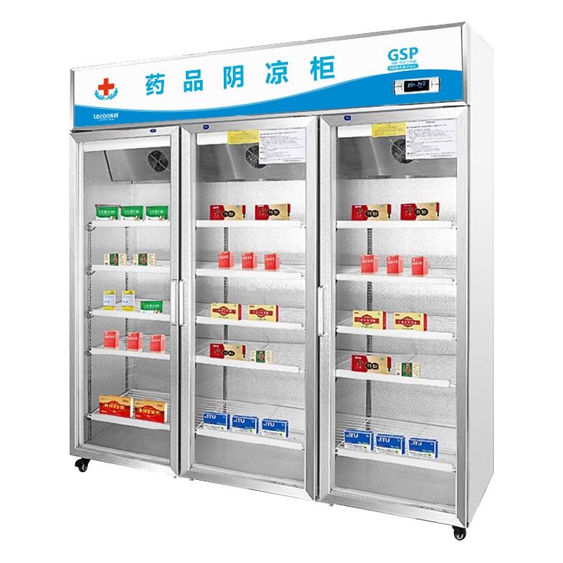 乐创(lecon) 药品阴凉展示柜医药柜药店冷藏医用冷柜陈列柜药品柜阴凉柜 三门上置压缩机合金门1200L