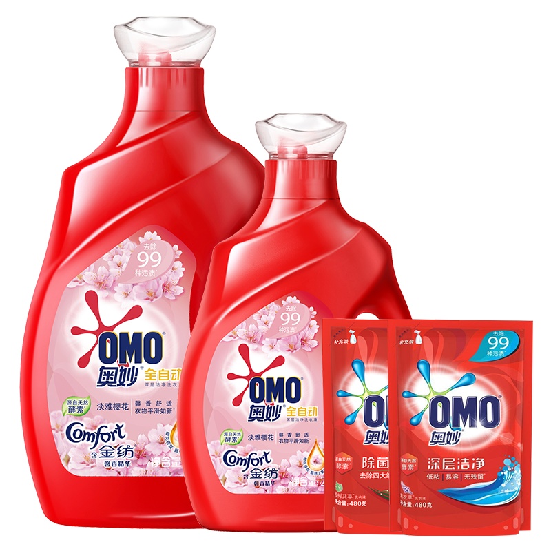 [10斤+礼包]奥妙全自动含金纺樱花洗衣液3KG+2KG+480g/420ml*2(赠品香型随机)